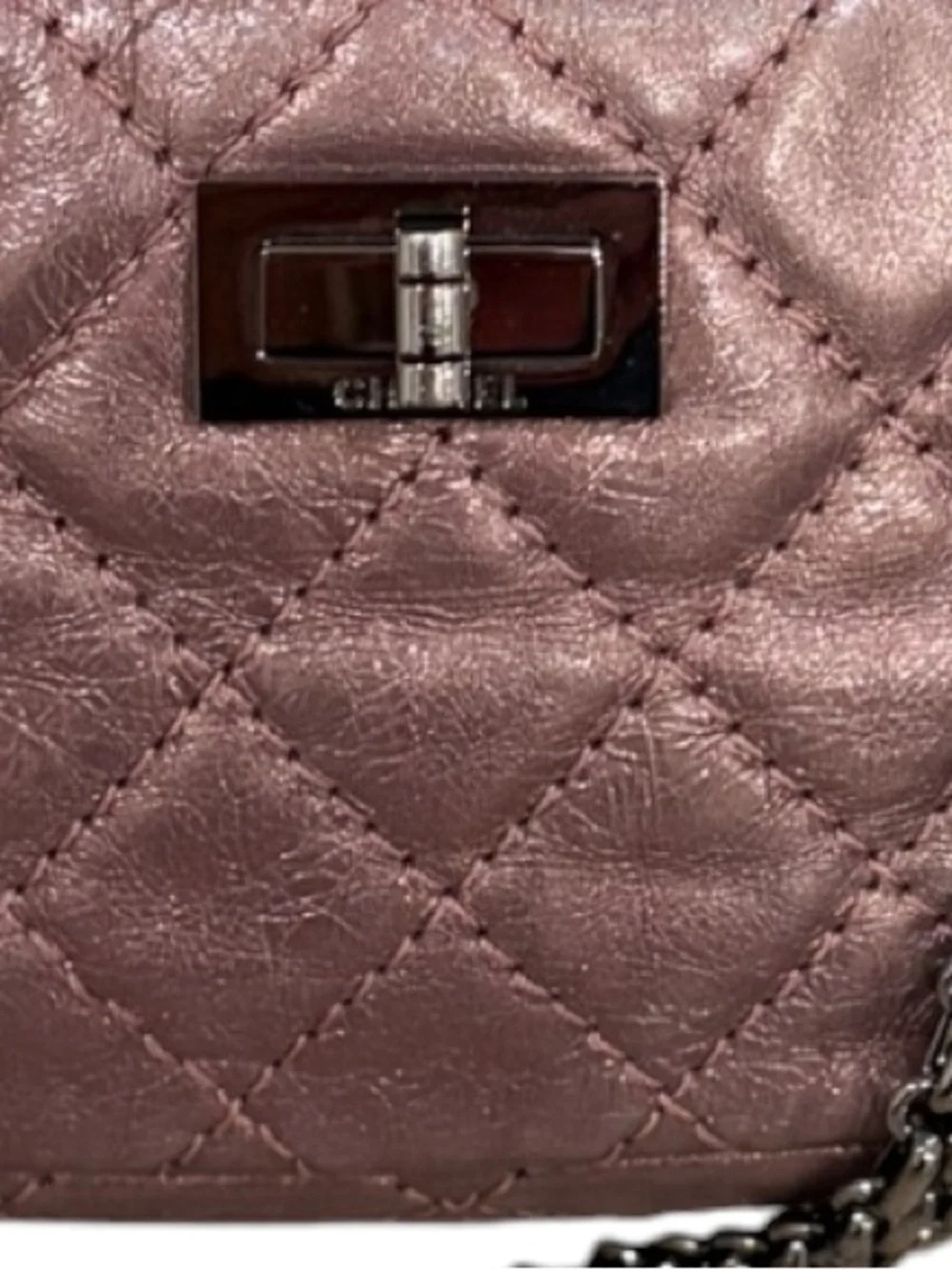 Quilted Chanel Metallic Pink Chain Mini Shoulder Bag